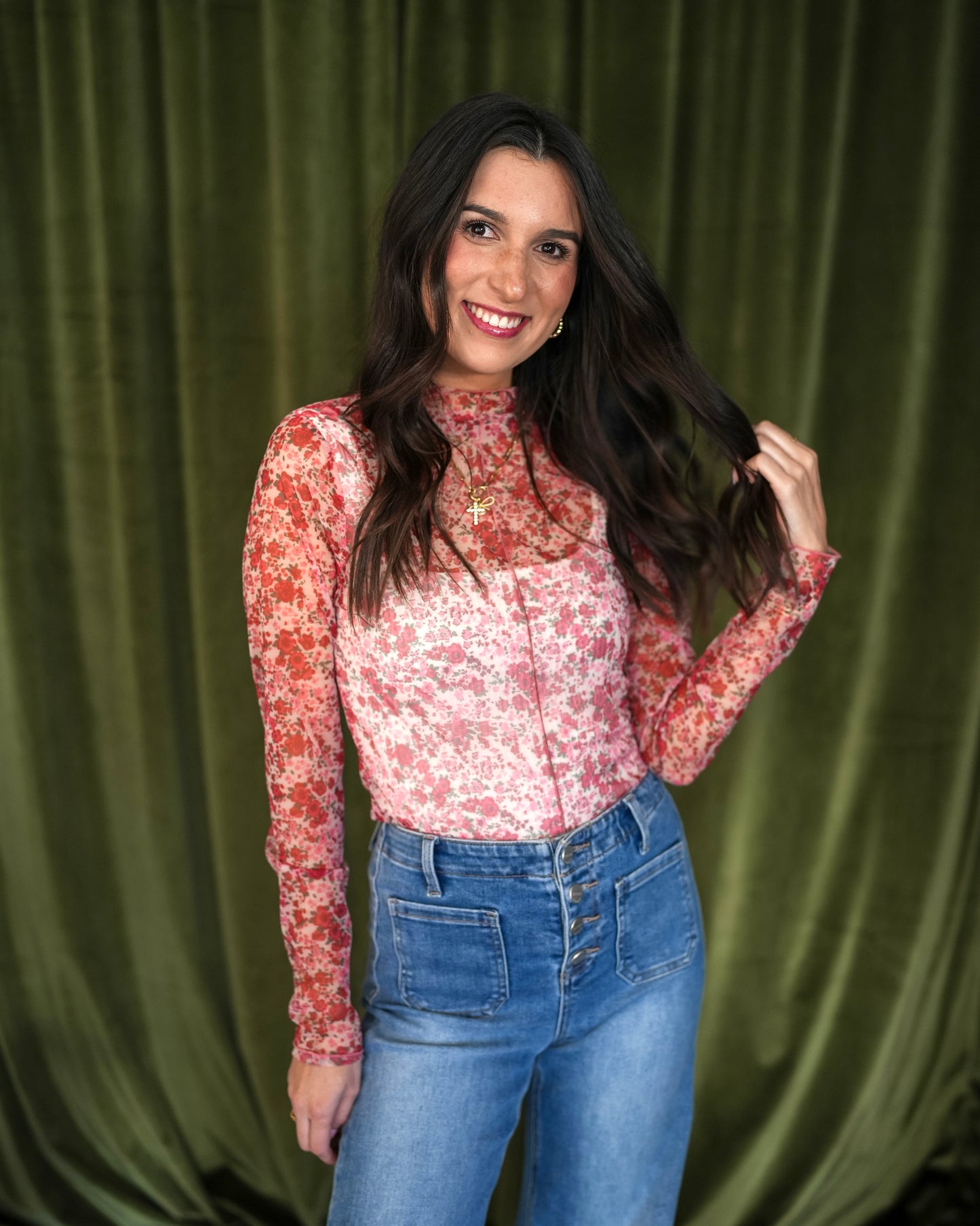 Floral Mesh Top