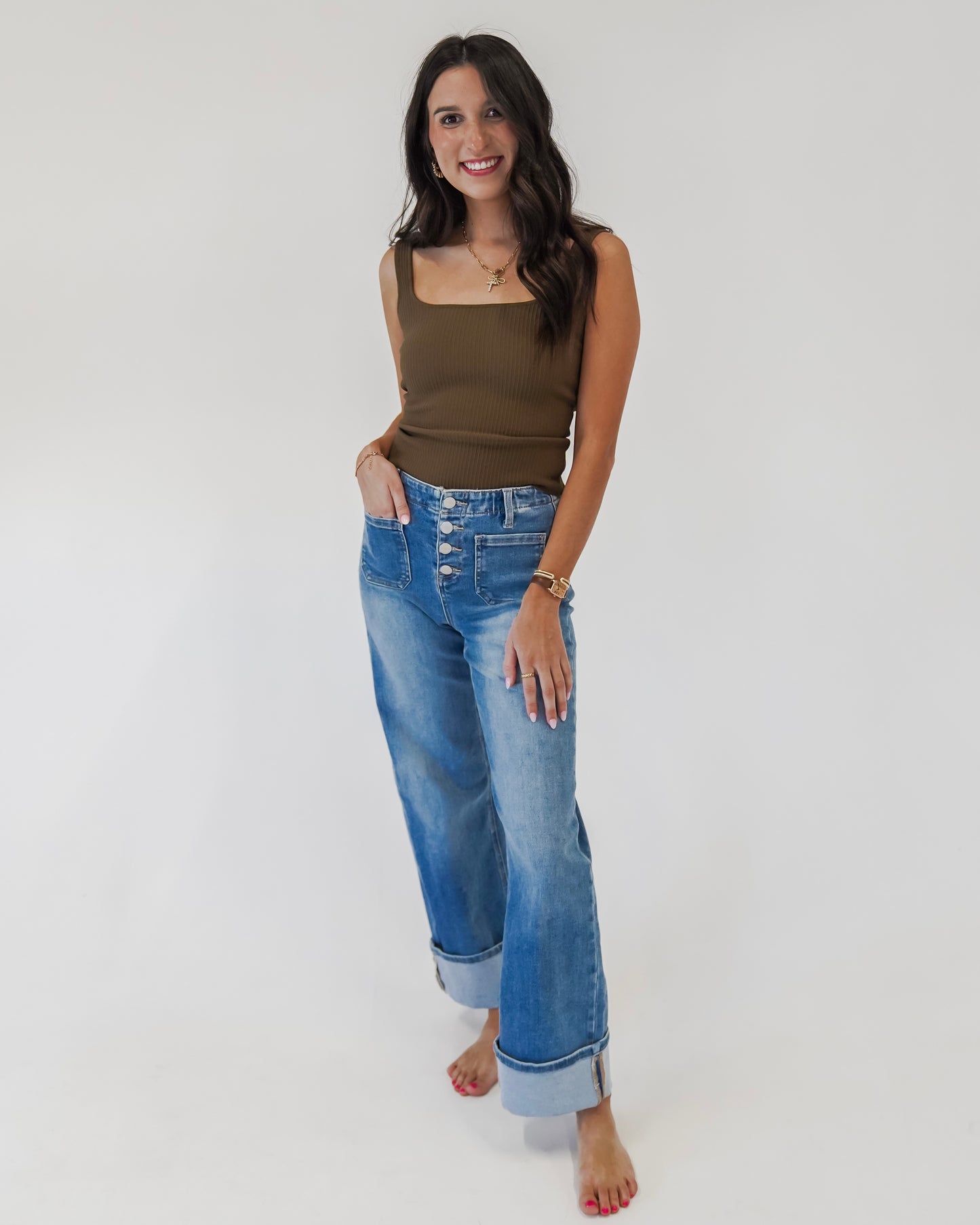 Square Knit Tank | Mocha