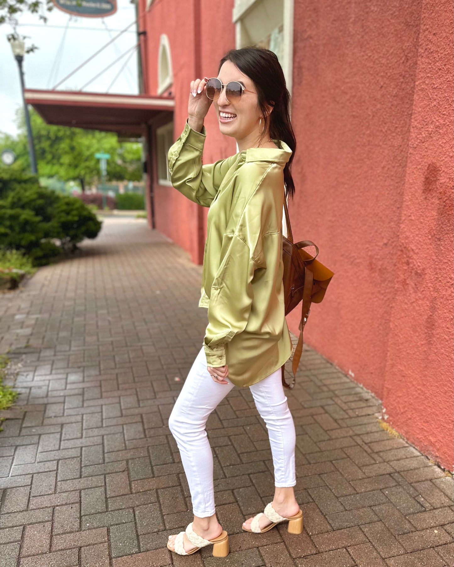 Tell Me More Sage Blouse