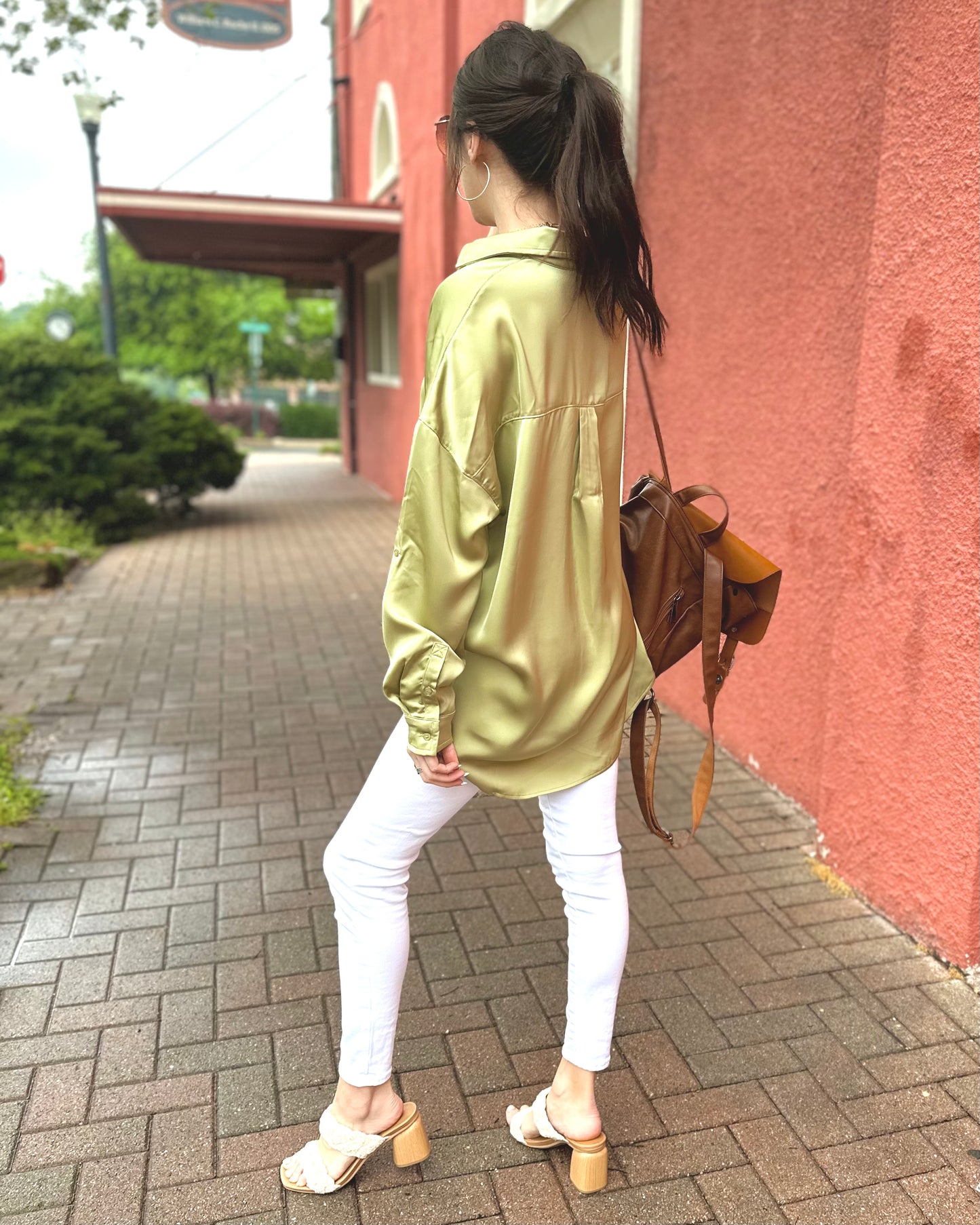 Tell Me More Sage Blouse