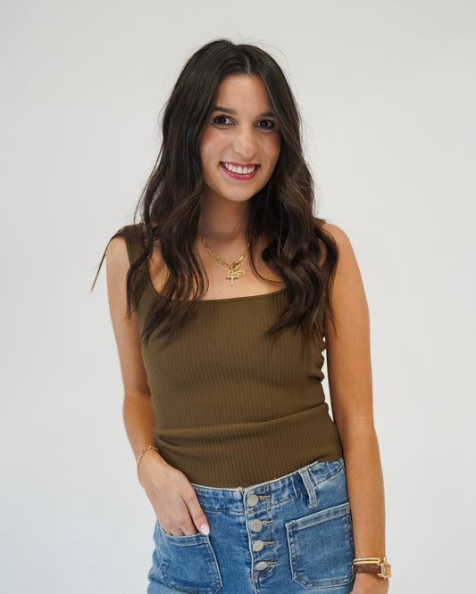 Square Knit Tank | Mocha