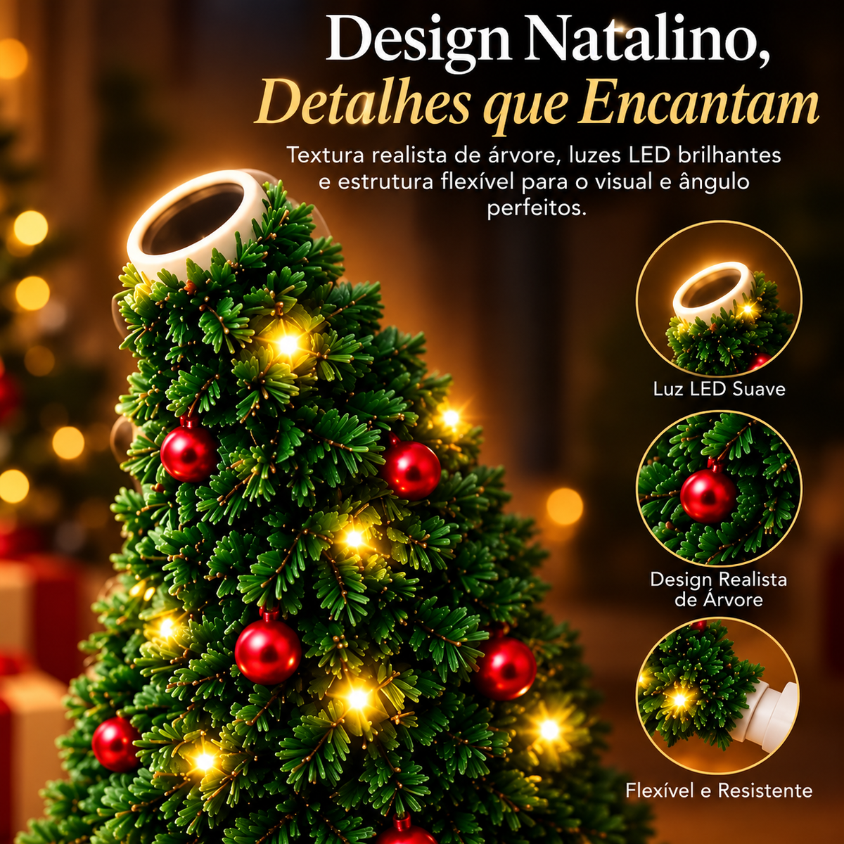 Árvore Mágica de Luzes Projetor Natalino 6 em 1